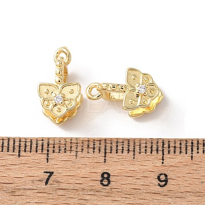 Brass with Clear Cubic Zirconia Ice Pick Pinch Bails KK-G551-01G-02-1