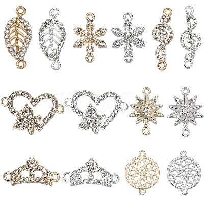 56Pcs 14 Style Alloy Crystal Rhinestone Connector Charms FIND-SC0007-90-1