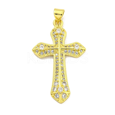 Rack Plating Brass Micro Pave Cubic Zirconia Pendants KK-B091-44G-1