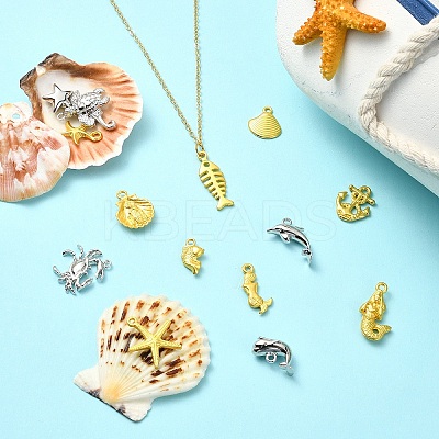 15Pcs 15 Styles Ocean Theme Alloy Pendants FIND-YW0005-11-1