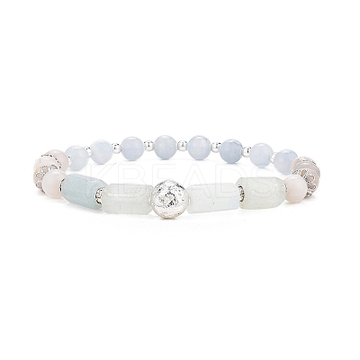 4Pcs 4 Style Natural & Synthetic Mixed Gemstone & 304 Stainless Steel Beaded Stretch Bracelets Set for Women BJEW-JB09116-1