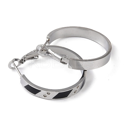 304 Stainless Steel Rhinestone Hoop Earrings for Women EJEW-L283-051P-01-1