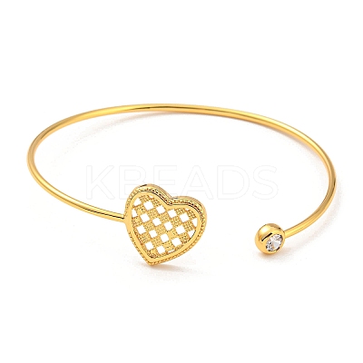 Clear Cubic Zirconia Cuff Bangles BJEW-P305-03G-1