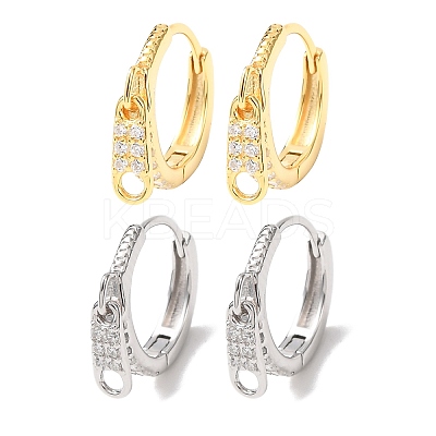 Zipper 925 Sterling Silver Micro Pave Clear Cubic Zirconia Hoop Earrings EJEW-K317-01G-1