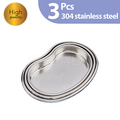 3Pcs 3 Styles 304 Stainless Steel Surgical Tray AJEW-BC0004-15-1