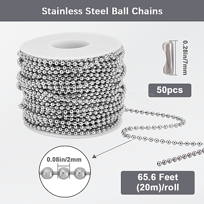 201 Stainless Steel Ball Chains Bracelet Necklace Making Kit DIY-SP0001-09B-1