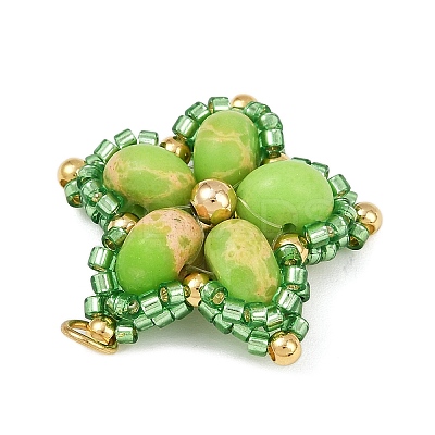 Handmade Glass Seed Beaded & Synthetic Dyed Imperial Jasper Beads Pendants PALLOY-MZ00752-1