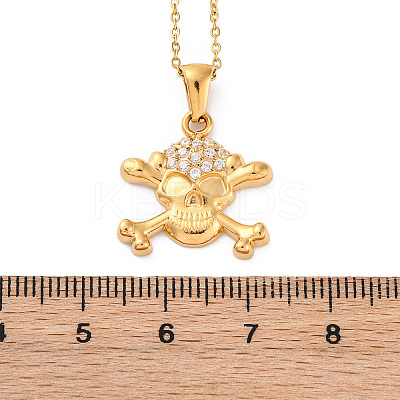 304 Stainless Steel Crystal Rhinestone Skull Pendant Necklaces LS-NJEW-Z057-03B-G-1