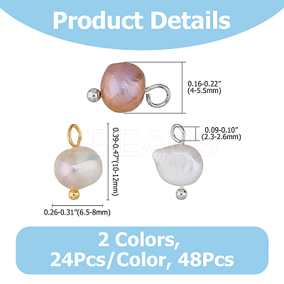 48Pcs 2 Colors Natural Cultured Freshwater Pearl Charms FIND-FI0001-17B-1