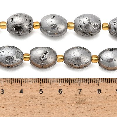 Electroplated Natural Druzy Geode Crystal Beads Strands G-F833-O01-01D-1