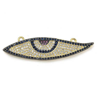 Rack Plating Brass Micro Pave Cubic Zirconia Connector Pendants KK-Z063-34G-1