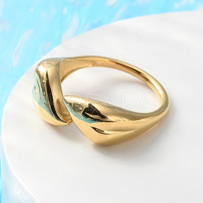 Ion Plating(IP) 304 Stainless Steel Leaf Open Cuff Rings for Women RJEW-G319-02G-1