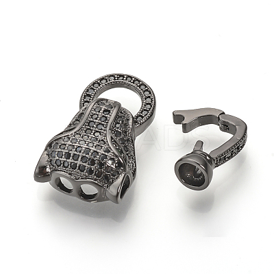 Brass Micro Pave Cubic Zirconia Fold Over Clasps ZIRC-S058-03B-1
