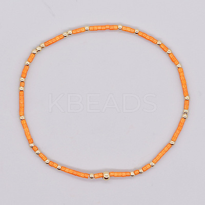Bohemian Style Rainbow Glass & Brass Beaded Handmade Fashion Women's Bracelet QD2599-4-1