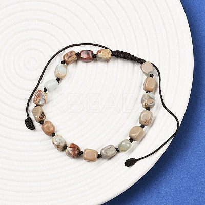 Natural Shoushan Stone Beads Braided Bead Bracelets for Men Women BJEW-D360-01D-1