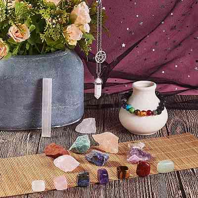 DIY Chakra Gemstone Bracelet Necklace Making Kit DIY-SZ0008-04-1