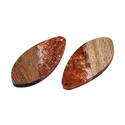 Transparent Resin and Walnut Wood Pendants RESI-T057-05C-1