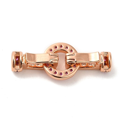 Rack Plating Brass Pave Cubic Zirconia Fold Over Clasps KK-Q772-09RG-01-1