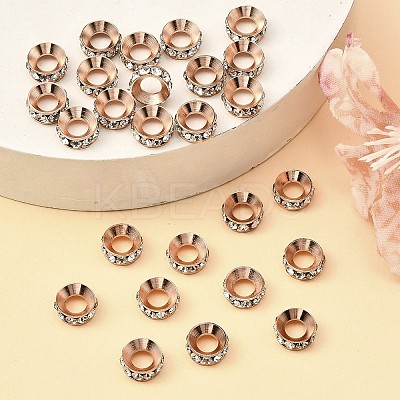 Brass Rhinestone Spacer Beads X-RB-A020-7mm-01RG-1