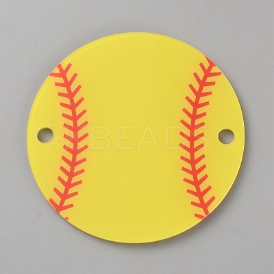 Acrylic Sport Ball Connector Charms MACR-WH0007-160A-1