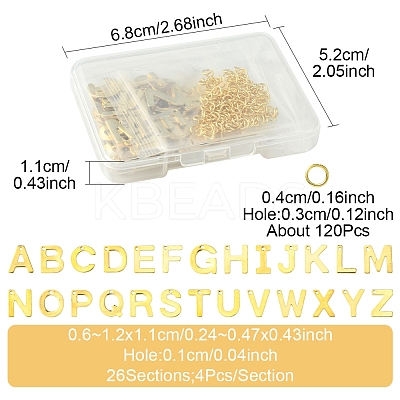 104Pcs 26 Styles Letter A~Z 304 Stainless Steel Alphabet Letter Charms STAS-FS0001-66-1