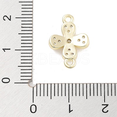 Brass Pave Clear Cubic Zirconia Flower Links Connector Charms KK-Z061-02G-02-1