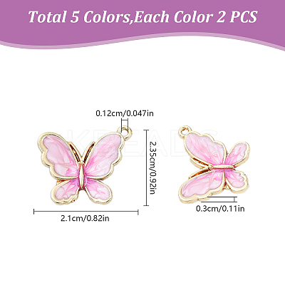 10Pcs 5 Colors Rack Plating Alloy Enamel Pendants ENAM-YW0004-74-1