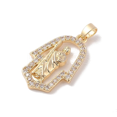 Brass Clear Cubic Zirconia Pendants KK-Z050-04G-1