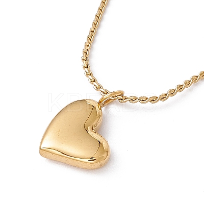 Heart Pendant Necklace with Twist Rope Chains X-NJEW-G074-45G-1