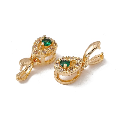 Brass Micro Pave Green Cubic Zirconia Ice Pick Pinch Bails KK-A171-21G-1