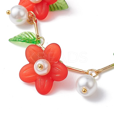 Acrylic Flower & Glass Pearl Charm Bracelets BJEW-JB10054-04-1