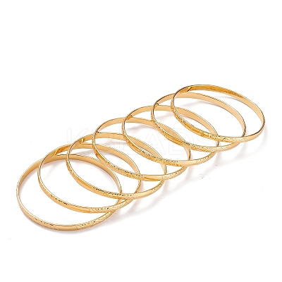 7Pcs Women's Simple Fashion Textured PVD Vacuum Plating 201 Stainless Steel Stackable Bangles BJEW-O182-07G-1-1