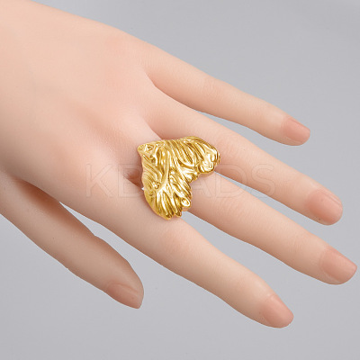 304 Stainless Steel Heart-shaped Cuff Ring for Women KQ1488-2-1