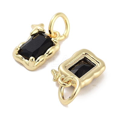 Brass Micro Pave Cubic Zirconia Charms KK-C051-10G-01-1