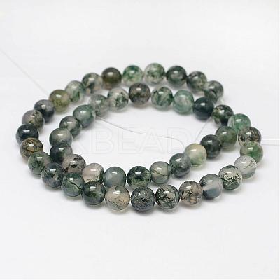 Natural Moss Agate Beads Strands G-F342-02-8mm-1