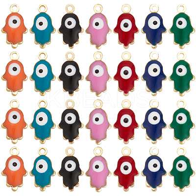 56Pcs 7 Colors Brass Enamel Pendants KK-SC0003-53-1