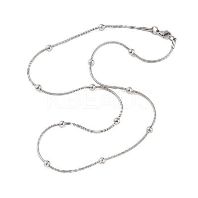304 Stainless Steel Ball Round Snake Chain Necklaces NJEW-B131-02P-1