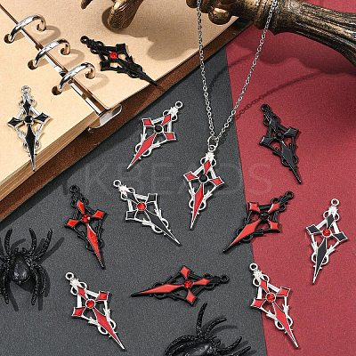 16Pcs 8 Colors Alloy Rhinestone Cross Pendants ENAM-YW0008-03-1
