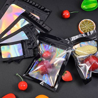 120Pcs 4 Style Rectangle Zip Top Plastic Glitter Holographic Bags OPP-SZ0001-02-1