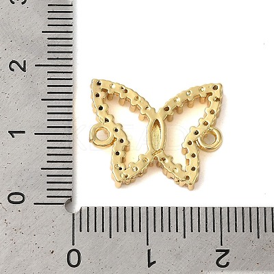Rack Plating Brass Pave Clear Cubic Zirconia Hollow Butterfly Connector Charms KK-C067-07G-1