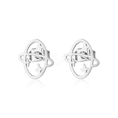 Sweet 304 Stainless Steel Flat Planet Earrings for Daily Wear XN2205-2-1