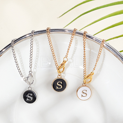 Flat Round with Letter Alloy Enamel Wine Glass Charms AJEW-AB00184-19-1