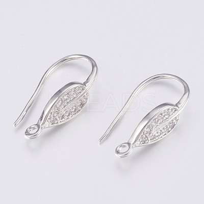 Brass Micro Pave Cubic Zirconia Earring Hooks ZIRC-K075-38P-1