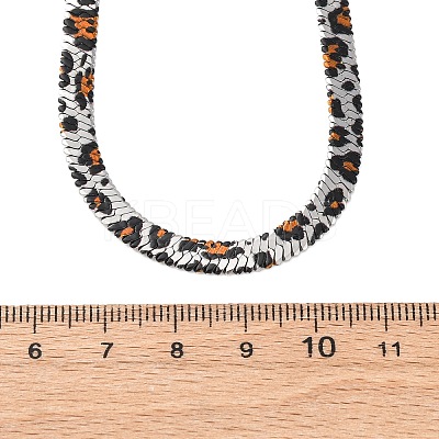 304 Stainless Steel Leopard Print Flat Snake Chain Necklaces for Women NJEW-A044-02B-P-01-1