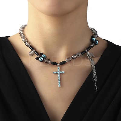 Glass Beaded Necklaces NJEW-K259-04-1