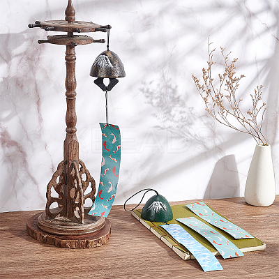 2Pcs 2 Style Japanese Cast Iron Bell Wind Chimes HJEW-BC0001-47B-1