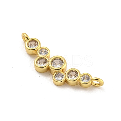Rack Plating Brass Pave Cubic Zirconia Flat Round Connector Charms KK-G513-10G-1
