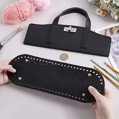 1Pc PU Leather Oval Bottom and 1Pc Crochet Bag Handles DIY-PH0032-53-1