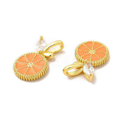 Rack Plating Brass Micro Pave  Cubic Zirconia Pendants KK-B068-31G-1