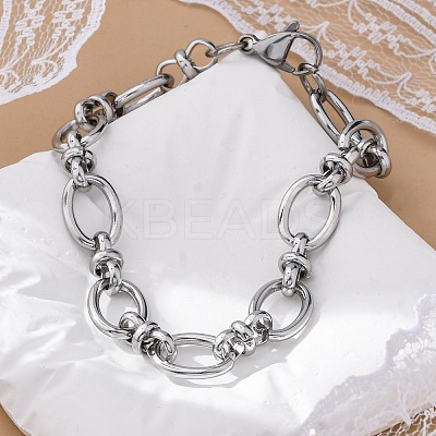 Tarnish Resistant 304 Stainless Steel Oval Link Chain Bracelets BJEW-Z011-12P-1